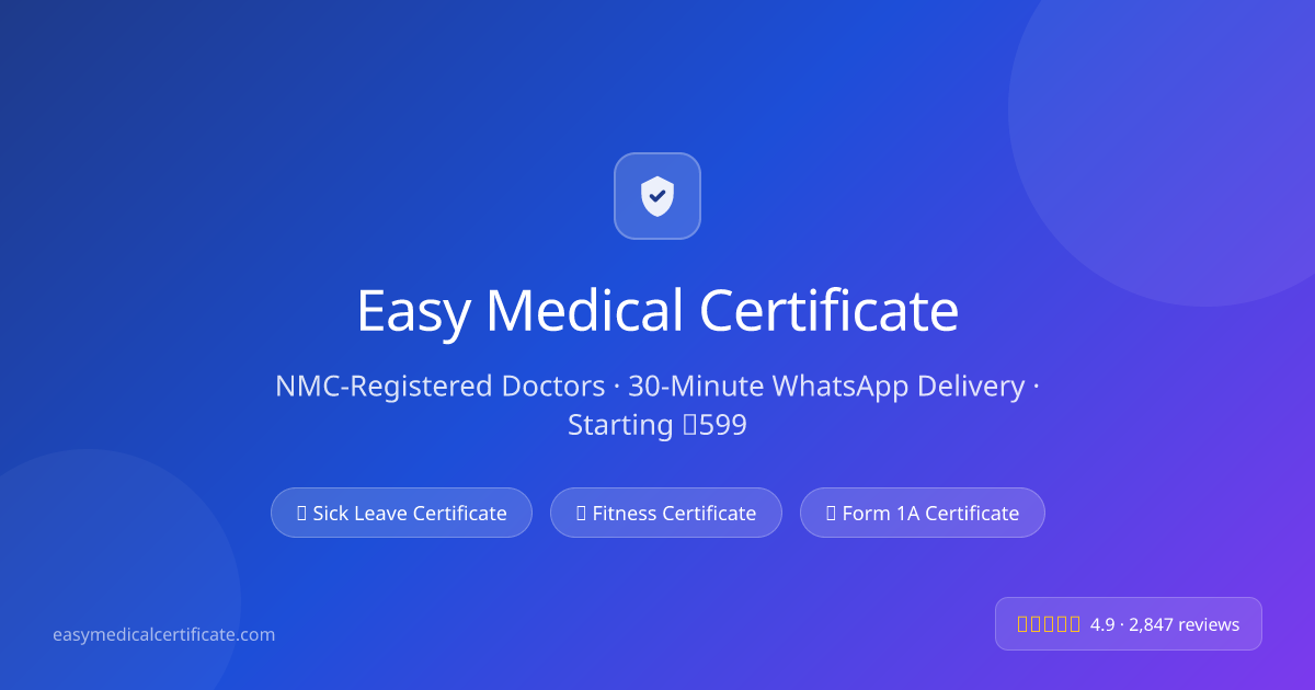 Easy Medical Certificate — NMC-Registered Doctors, 30-Minute Delivery